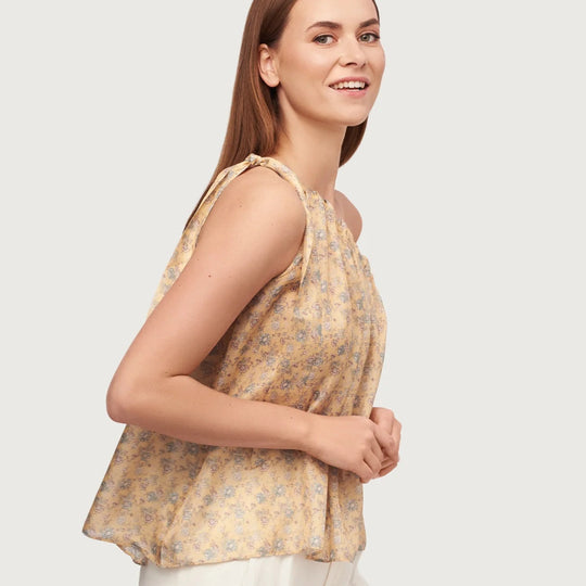 Kelly one-shoulder tie top in gold