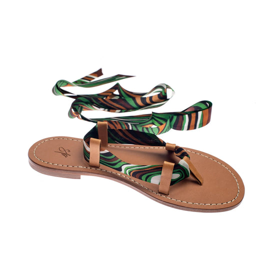 Ankle wrap sandals - emerald