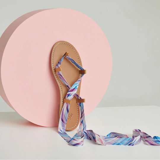 Ankle wrap sandals - pastel blues