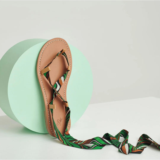Ankle wrap sandals - emerald