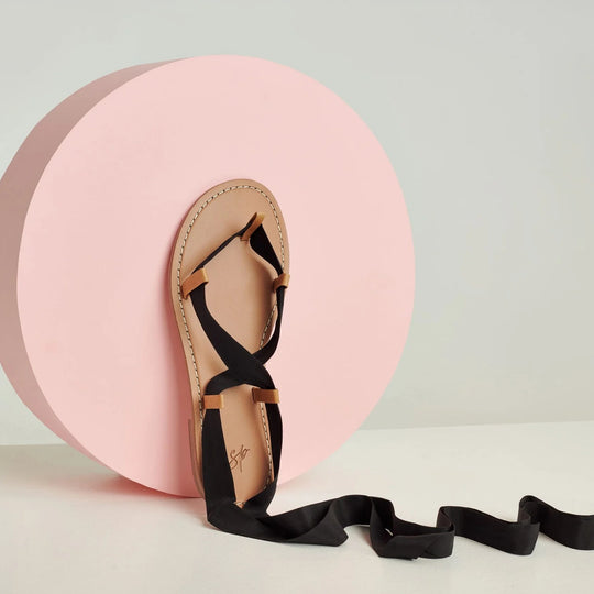Ankle wrap sandals - black
