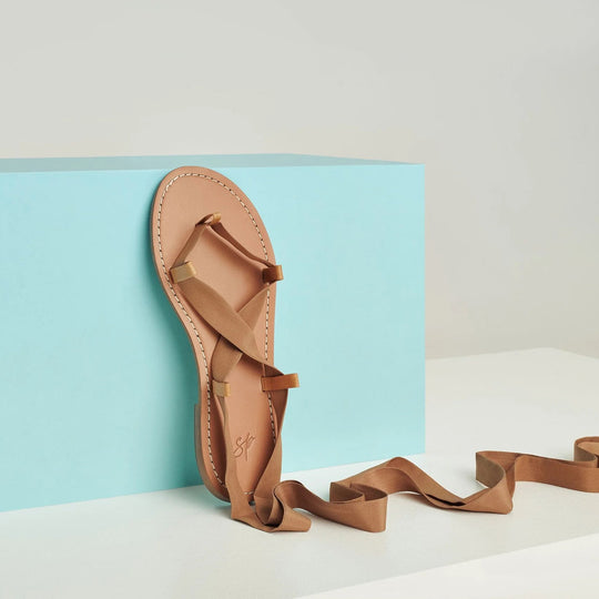 Ankle wrap sandals - nude