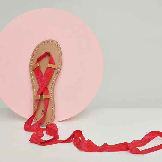 Ankle wrap sandals - candy pink