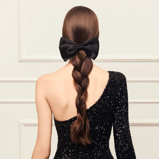 Double bow silk ribbon barrette