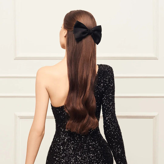 Double bow silk ribbon barrette