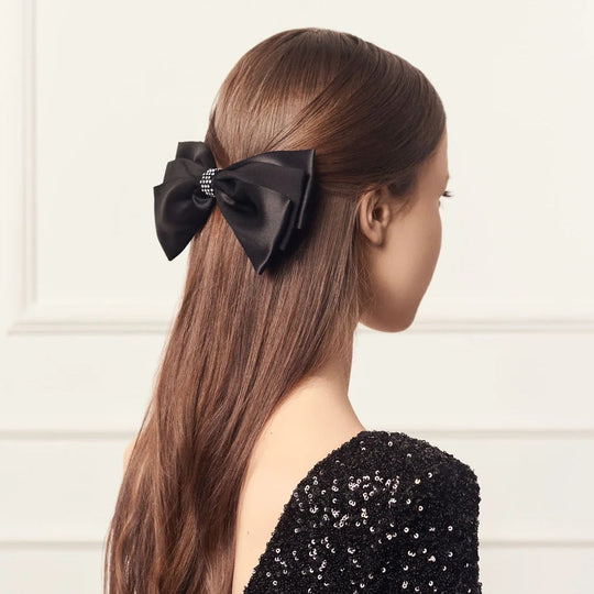 Silk ribbon barrette with Swarovski crystals
