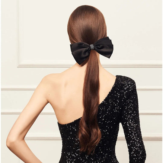 Silk ribbon barrette with Swarovski crystals