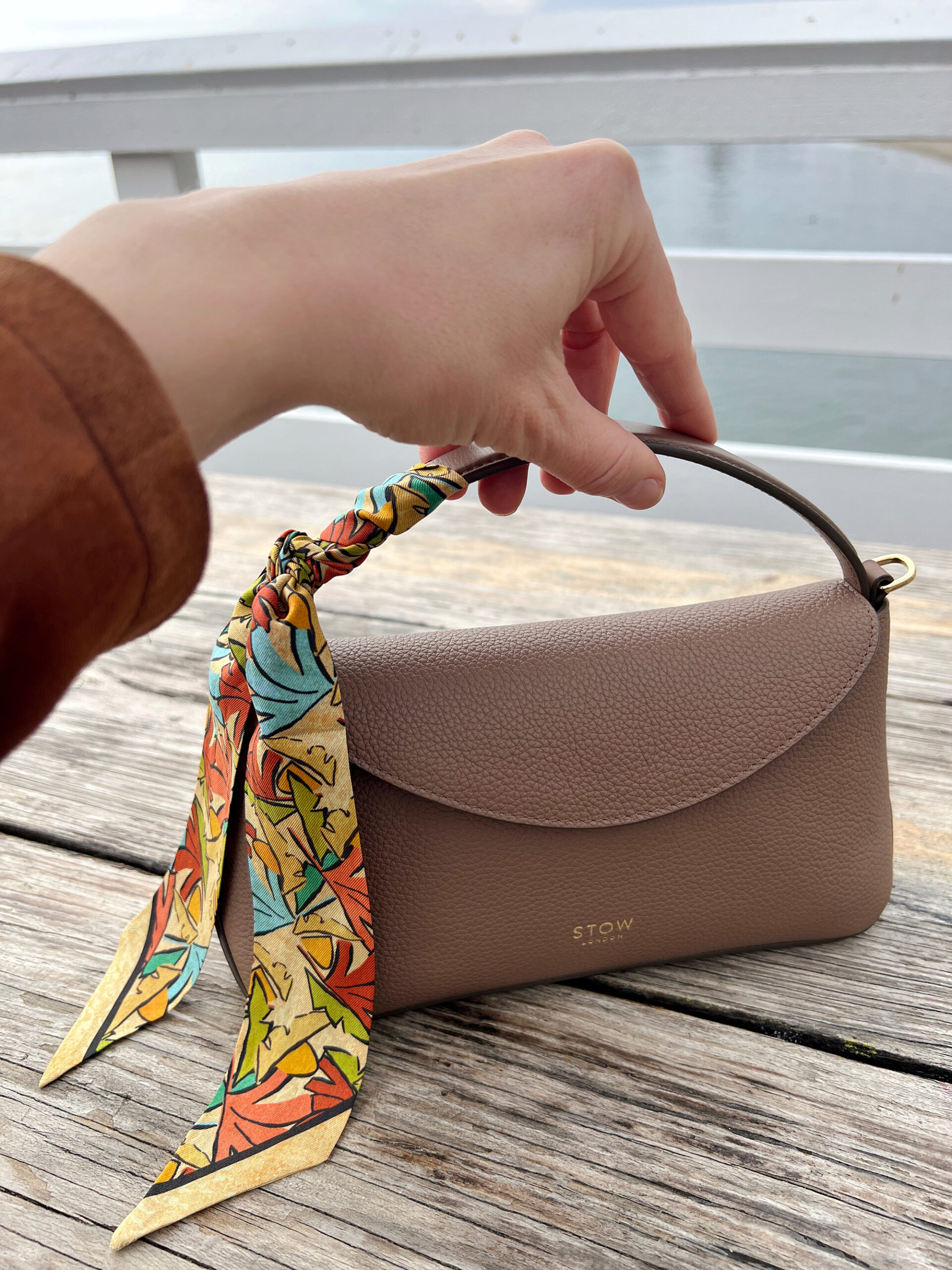 Tayla silk bracelet as a handbag charm